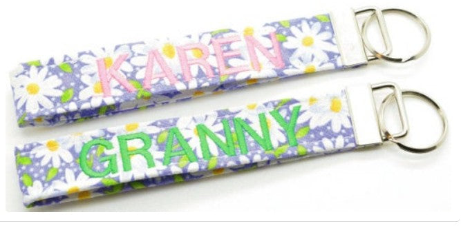 Purple Daisy Key Chain with Name