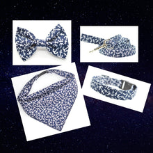 Blue Nautical Dog Set - Collar, Bandana, Bow Tie and Leash