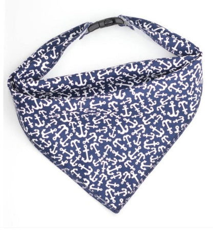 Blue Nautical Dog Set - Collar, Bandana, Bow Tie and Leash