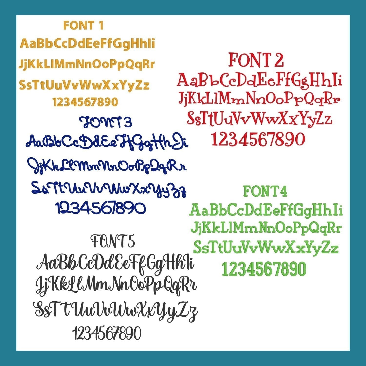 BFF Bark Boutique font options for personalized Dog Thieves Towels featuring five distinct typography styles