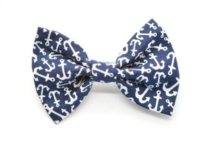 Blue Nautical Dog Set - Collar, Bandana, Bow Tie and Leash